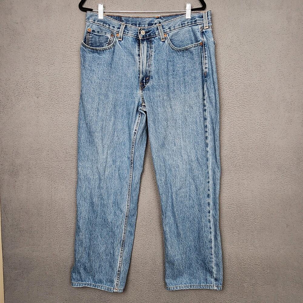 Levis 550 Mens Jeans 36x32 Blue Relaxed Fit Tapered Leg Zip Fly Actual 36X29